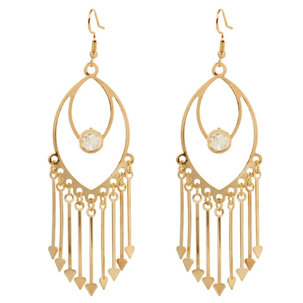 *Collene* Gold Tassel Fashion Dangle Earrings
